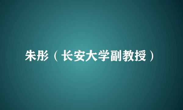 朱彤（长安大学副教授）