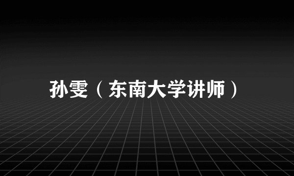 孙雯（东南大学讲师）