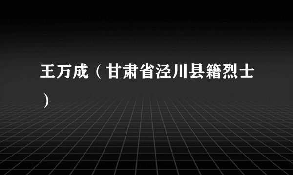 王万成（甘肃省泾川县籍烈士）