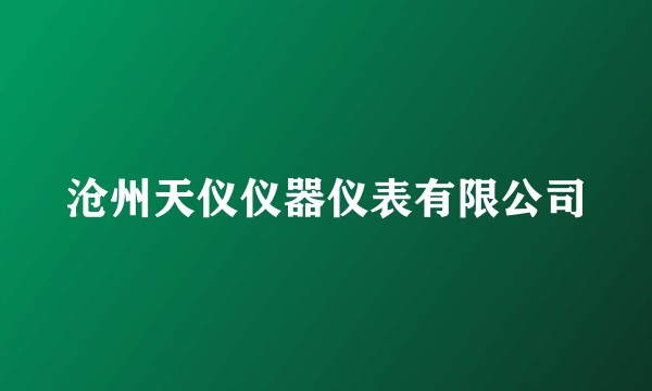 沧州天仪仪器仪表有限公司