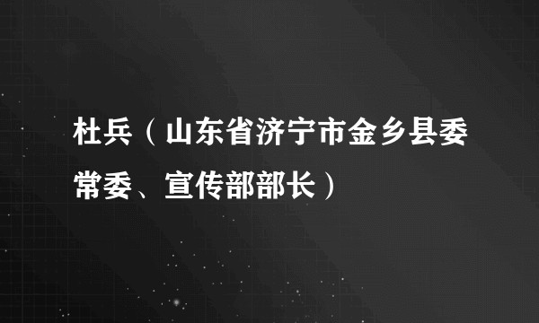 杜兵（山东省济宁市金乡县委常委、宣传部部长）