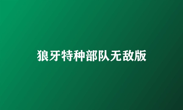 狼牙特种部队无敌版