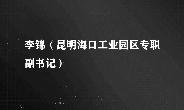 李锦（昆明海口工业园区专职副书记）