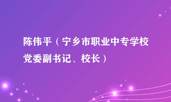 陈伟平（宁乡市职业中专学校党委副书记、校长）