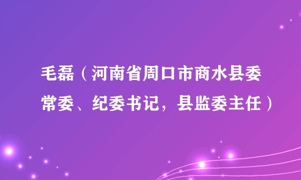 毛磊(河南省周口市商水县委常委、纪委书记,县监委主任)