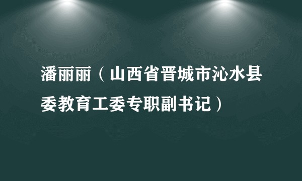 潘丽丽（山西省晋城市沁水县委教育工委专职副书记）