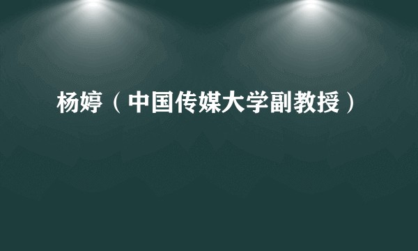 杨婷（中国传媒大学副教授）