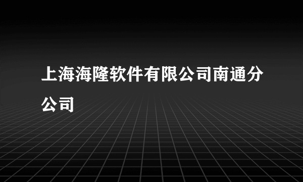 上海海隆软件有限公司南通分公司