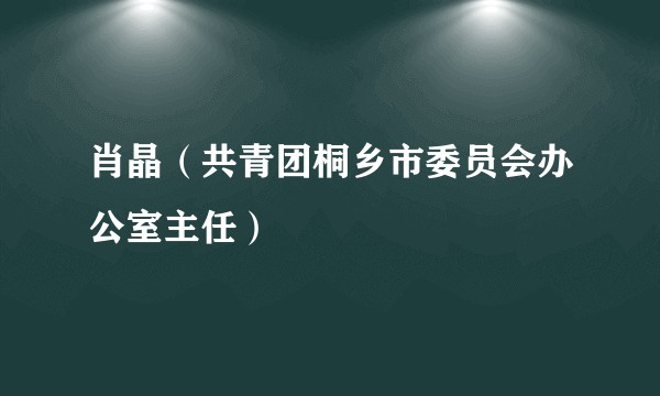 肖晶(共青团桐乡市委员会办公室主任)