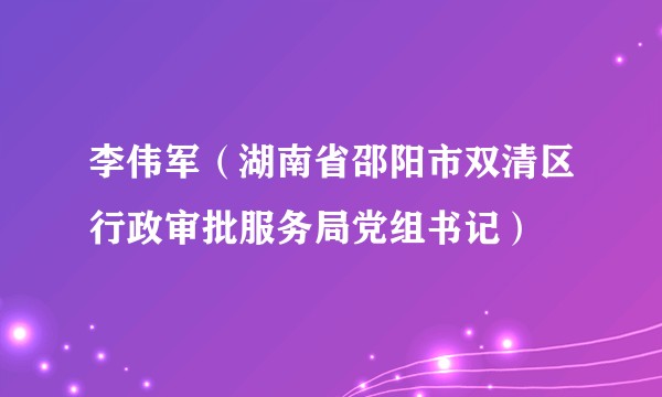 李伟军（湖南省邵阳市双清区行政审批服务局党组书记）