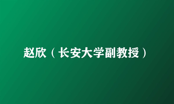 赵欣(长安大学副教授)