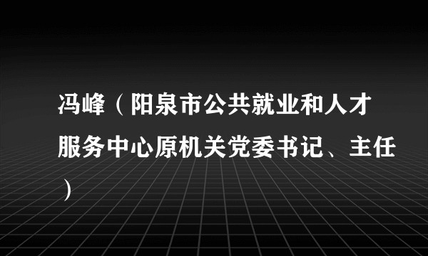 冯峰（阳泉市公共就业和人才服务中心原机关党委书记、主任）