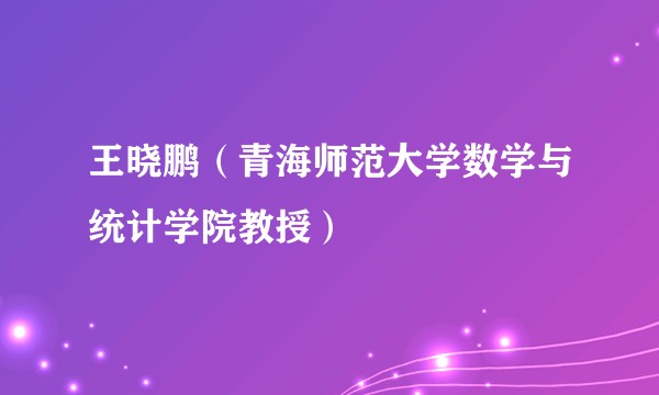 王晓鹏（青海师范大学数学与统计学院教授）