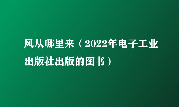 风从哪里来（2022年电子工业出版社出版的图书）