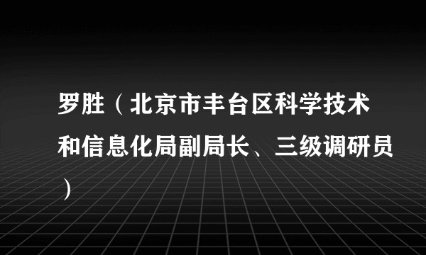 罗胜（北京市丰台区科学技术和信息化局副局长、三级调研员）