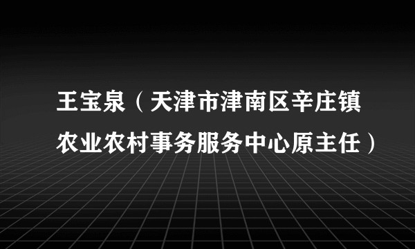 王宝泉（天津市津南区辛庄镇农业农村事务服务中心原主任）