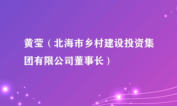 黄莹（北海市乡村建设投资集团有限公司董事长）
