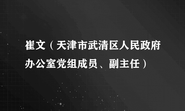 崔文（天津市武清区人民政府办公室党组成员、副主任）