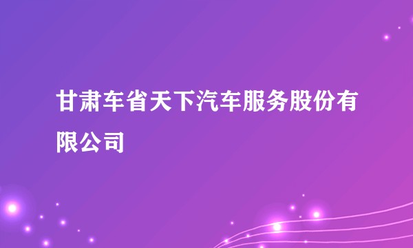 甘肃车省天下汽车服务股份有限公司