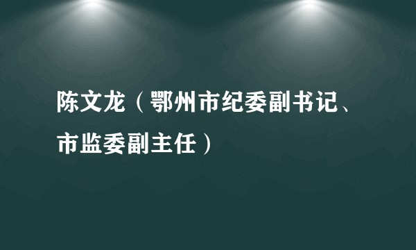 陈文龙（鄂州市纪委副书记、市监委副主任）