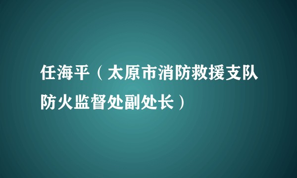 任海平（太原市消防救援支队防火监督处副处长）