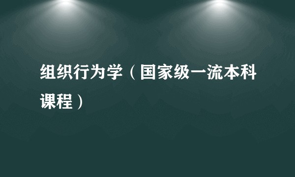 组织行为学（国家级一流本科课程）