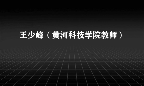 王少峰（黄河科技学院教师）
