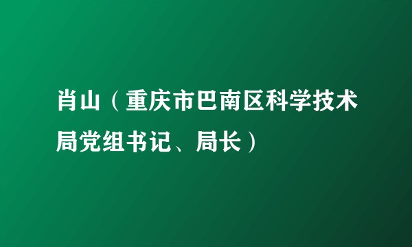 肖山(重庆市巴南区科学技术局党组书记、局长)