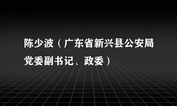 陈少波（广东省新兴县公安局党委副书记、政委）