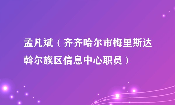 孟凡斌（齐齐哈尔市梅里斯达斡尔族区信息中心职员）