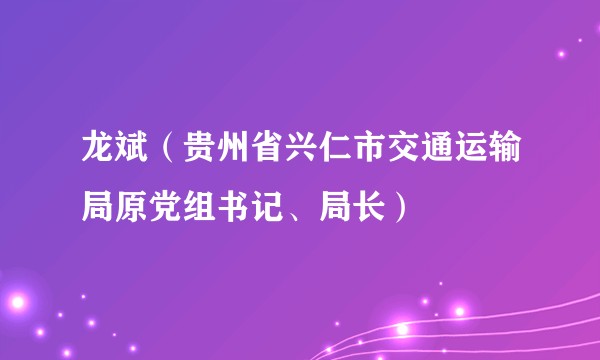 龙斌（贵州省兴仁市交通运输局原党组书记、局长）