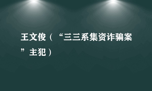 王文俊（“三三系集资诈骗案”主犯）