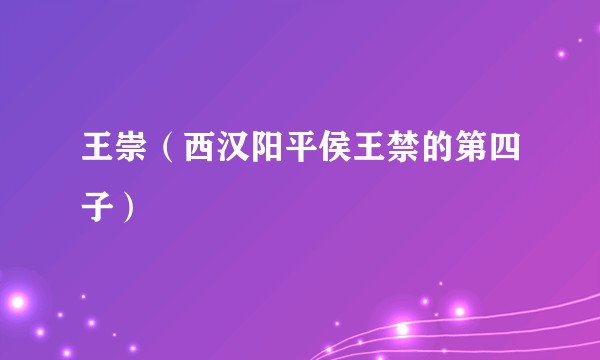 王崇（西汉阳平侯王禁的第四子）