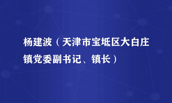 杨建波(天津市宝坻区大白庄镇党委副书记、镇长)