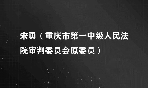 宋勇(重庆市第一中级人民法院审判委员会原委员)