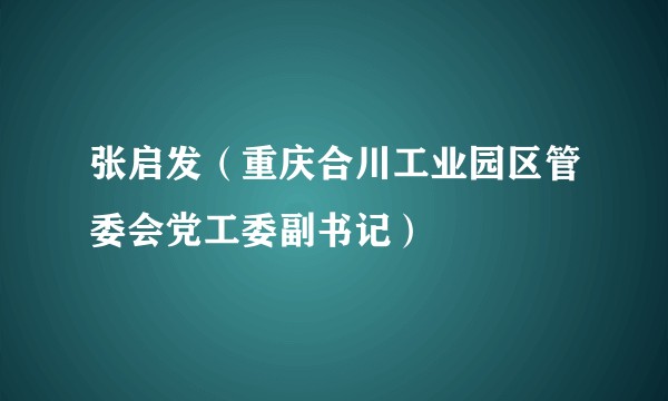 张启发(重庆合川工业园区管委会党工委副书记)