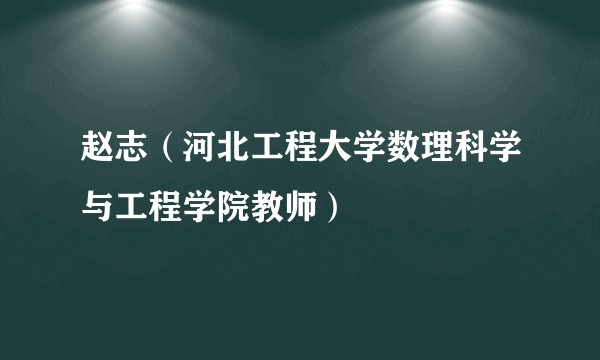 赵志（河北工程大学数理科学与工程学院教师）