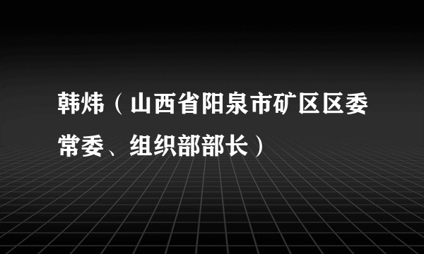 韩炜(山西省阳泉市矿区区委常委、组织部部长)