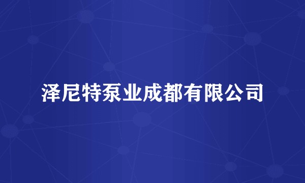 泽尼特泵业成都有限公司