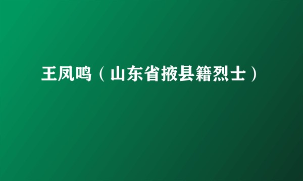 王凤鸣（山东省掖县籍烈士）