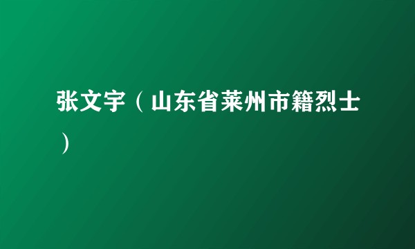 张文宇（山东省莱州市籍烈士）