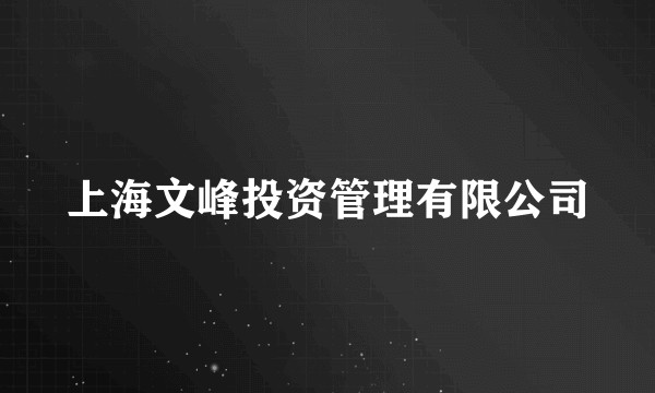 上海文峰投资管理有限公司