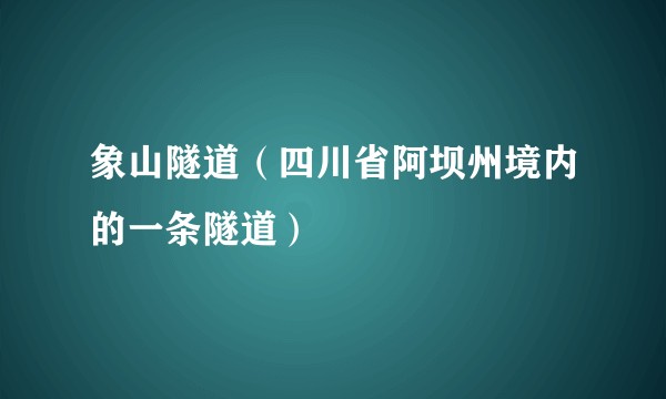 象山隧道（四川省阿坝州境内的一条隧道）
