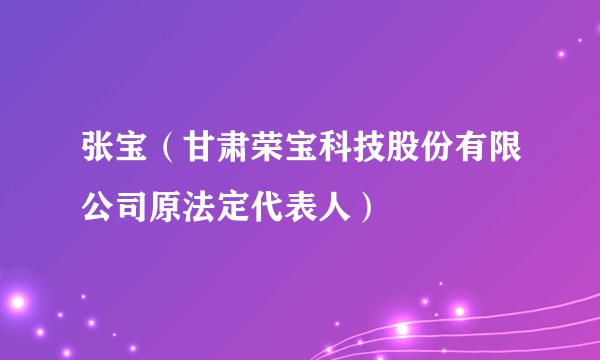 张宝（甘肃荣宝科技股份有限公司原法定代表人）