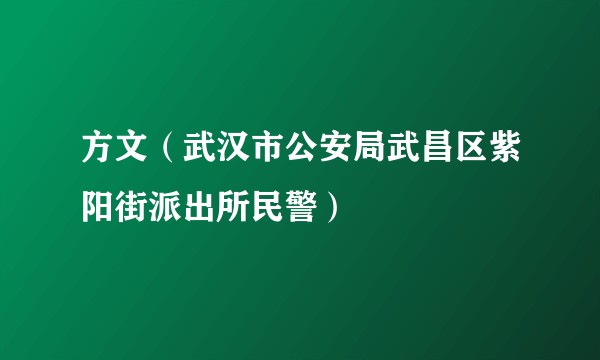 方文（武汉市公安局武昌区紫阳街派出所民警）