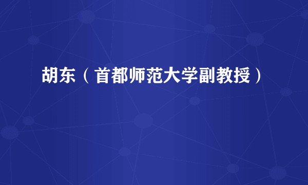 胡东（首都师范大学副教授）