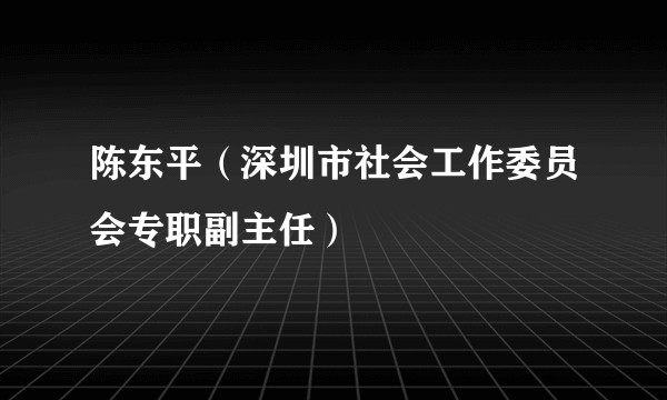 陈东平（深圳市社会工作委员会专职副主任）