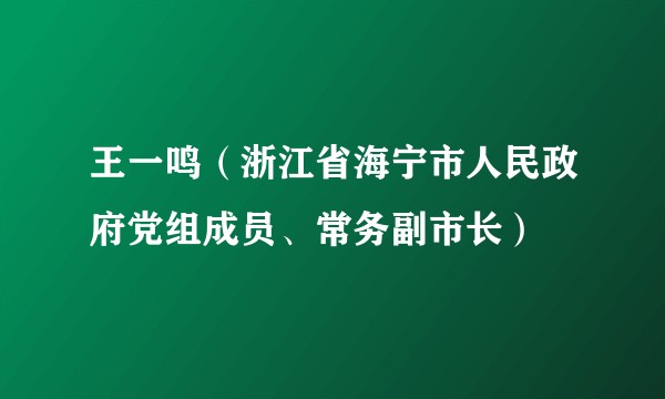 王一鸣（浙江省海宁市人民政府党组成员、常务副市长）