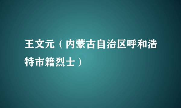 王文元（内蒙古自治区呼和浩特市籍烈士）