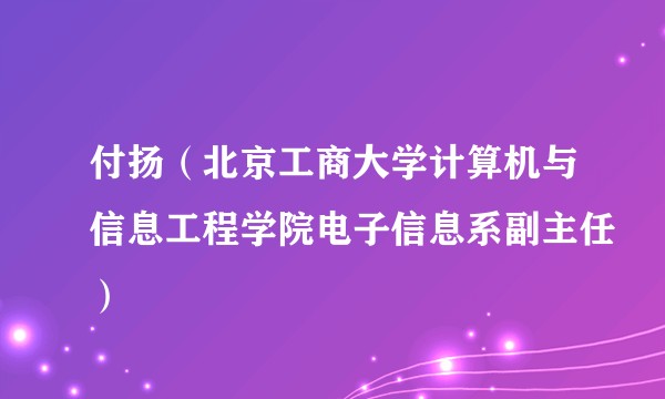 付扬（北京工商大学计算机与信息工程学院电子信息系副主任）
